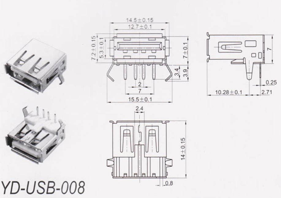 usb ตัวเมีย แบบฝังปริ๊น